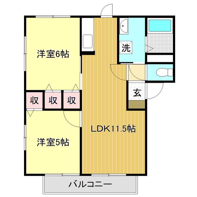 コーポ林(2LDK/2階)の間取り写真