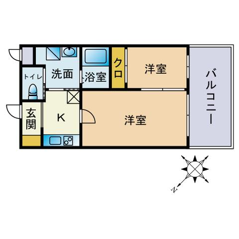 グランフォーレ薬院南(2K/9階)の間取り写真