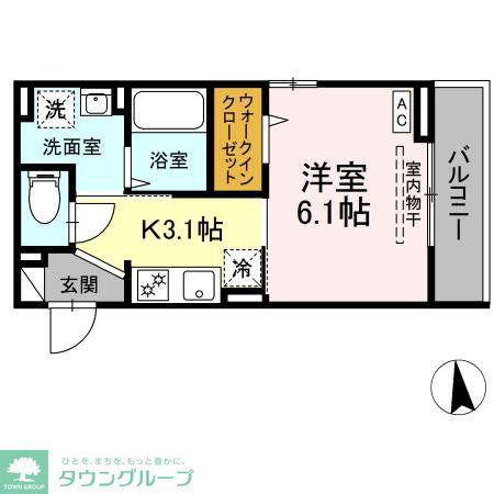 グリーンコーポII(1K/2階)の間取り写真