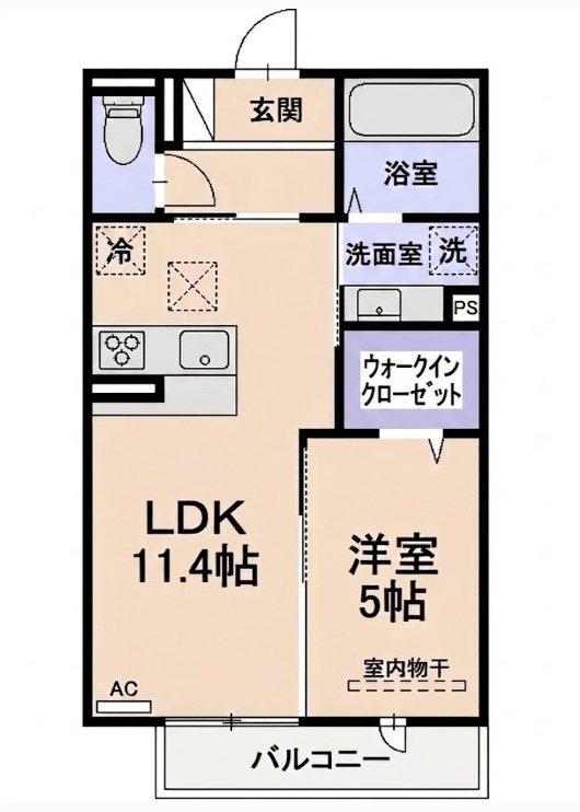 CLAIR楽々園(1LDK/1階)の間取り写真