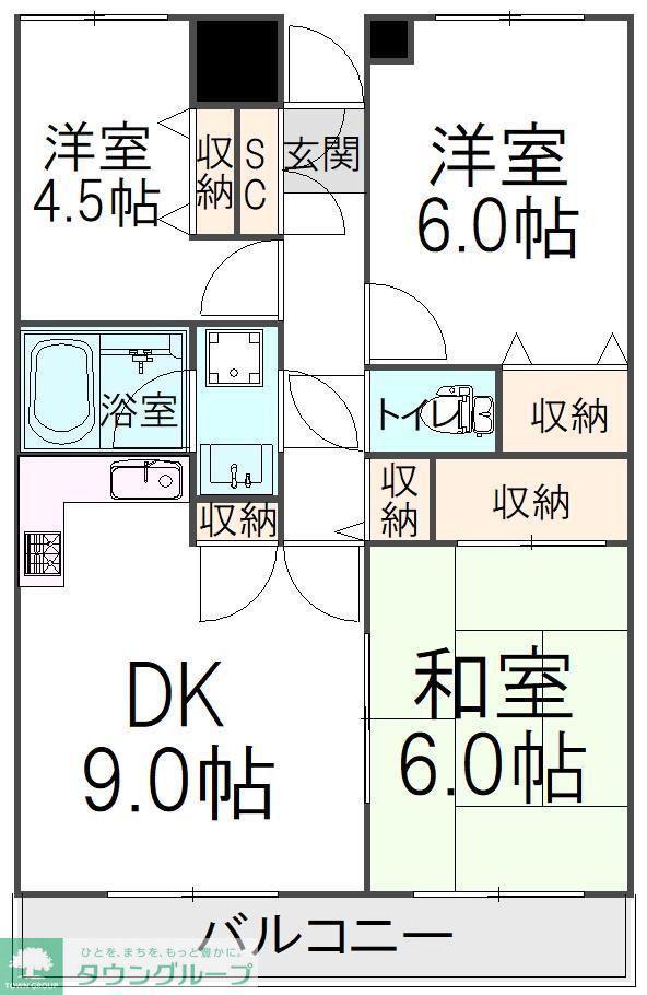パークヒル大宮(3DK/2階)の間取り写真