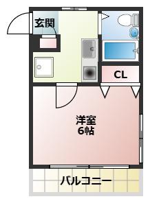 サウスコースト狩口(1K/2階)の間取り写真