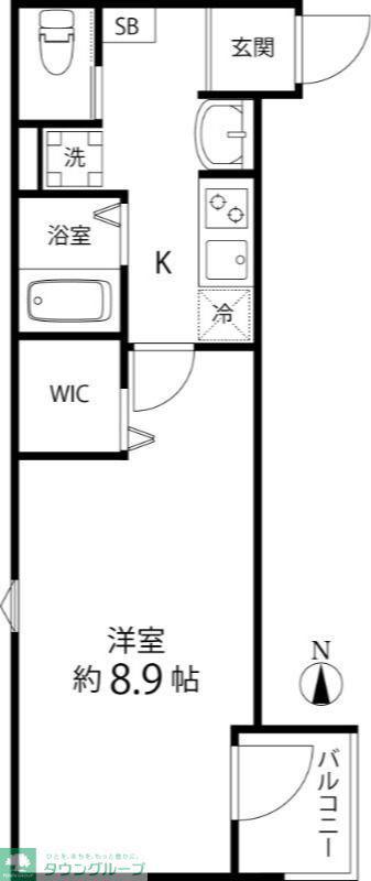 TS CUORE六町II(1K/1階)の間取り写真