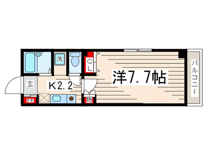 カーサ臨海(1K/2階)の間取り写真