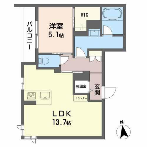 シャーメゾン米沢中央(1LDK/1階)の間取り写真