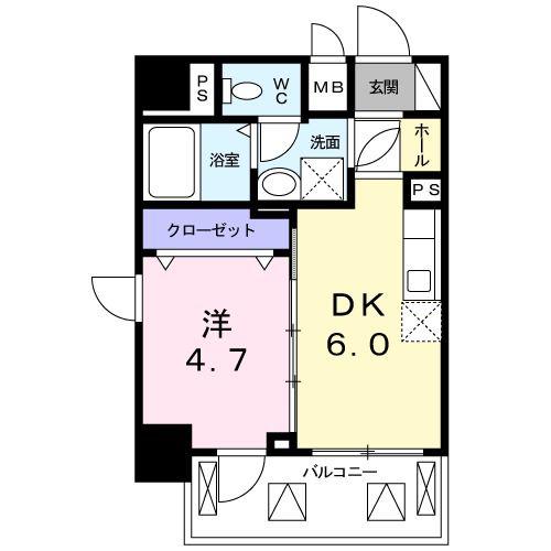 BRISA FELIZ(1DK/4階)の間取り写真
