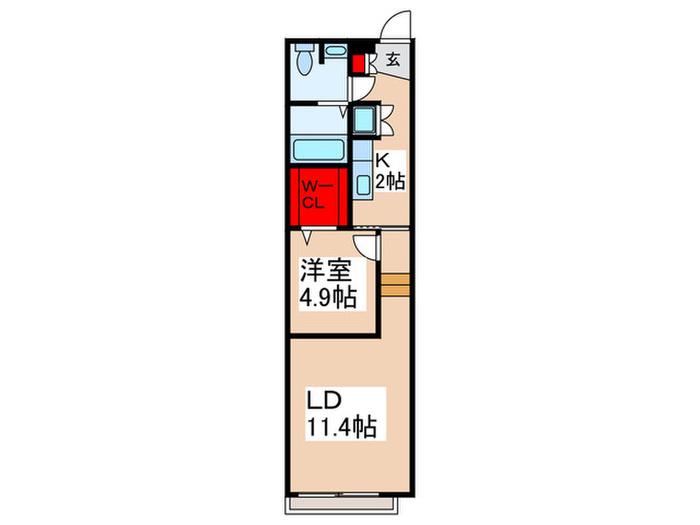 クオーレ七蔵(1LDK/2階)の間取り写真