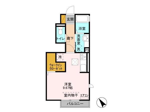 フォルテューヌC棟(ワンルーム/1階)の間取り写真