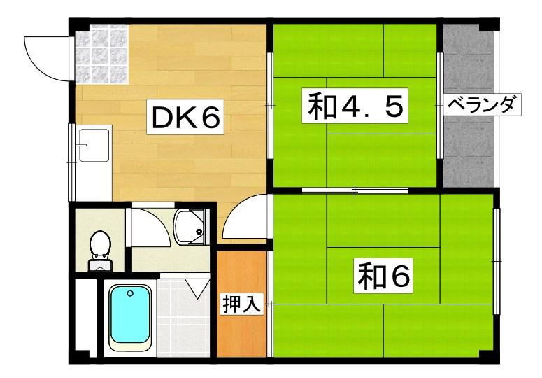 イズミビル(2DK/4階)の間取り写真