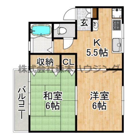 津田マンション(2K/2階)の間取り写真