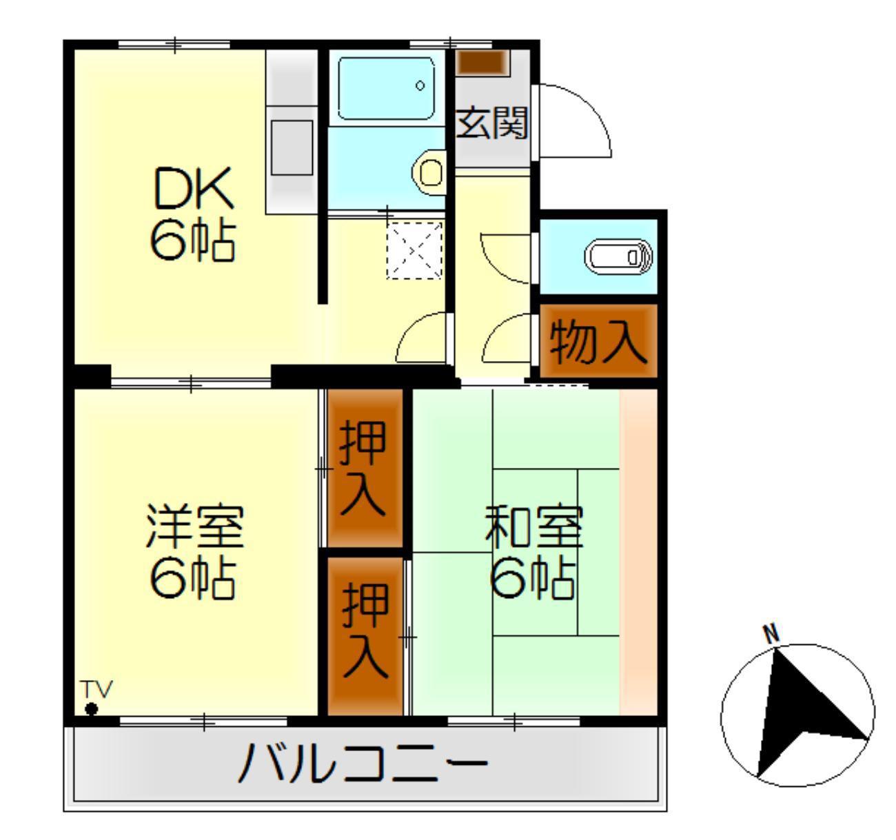 ヨネダビル(2DK/2階)の間取り写真