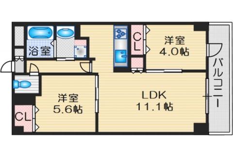 DAIWA RESIDENCE TAKATSUKI(2LDK/7階)の間取り写真