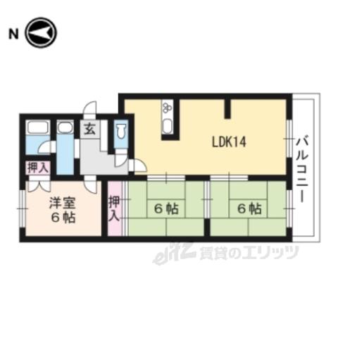 シャルト北苑(3LDK/2階)の間取り写真