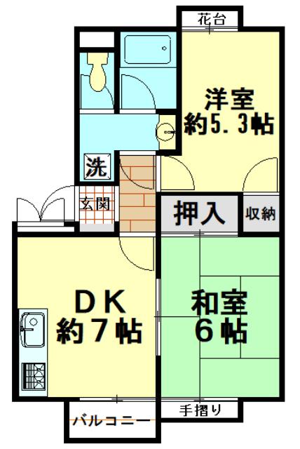 アドミラブール(2DK/3階)の間取り写真