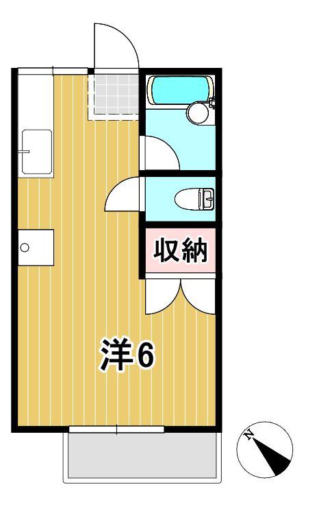 藤ハイツ(ワンルーム/2階)の間取り写真