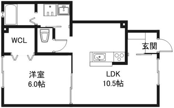 フラッツ レディアンスB棟(1LDK/1階)の間取り写真