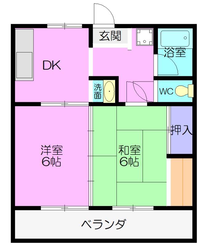 エントピアヒル(2DK/2階)の間取り写真