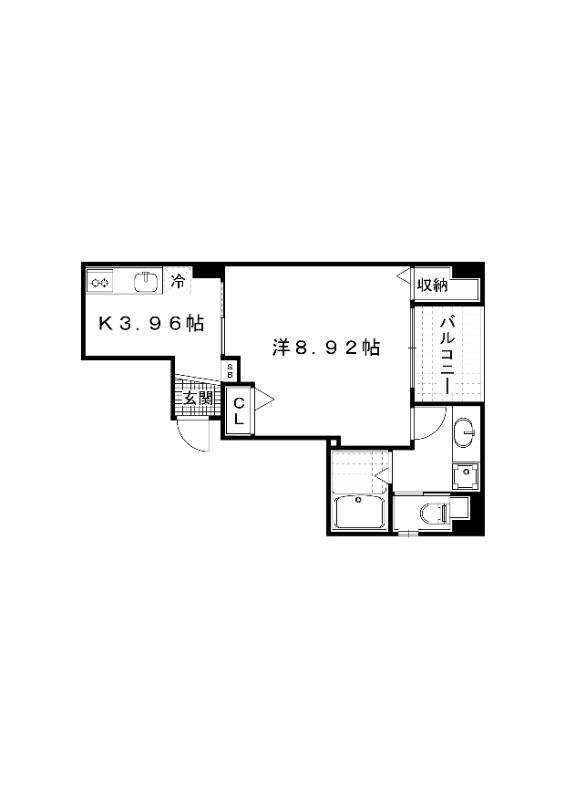 グランレブリー三条御幸町(1K/2階)の間取り写真