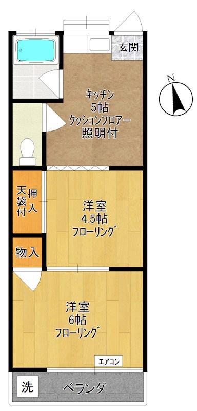 コーポ田園(2K/2階)の間取り写真