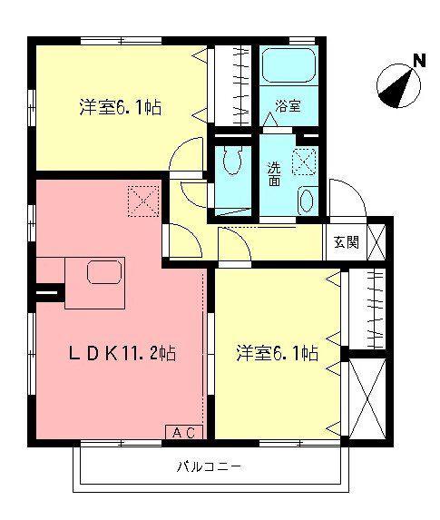 セディアパル(2LDK/2階)の間取り写真