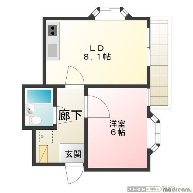 ロイヤル久が原(1DK/3階)の間取り写真
