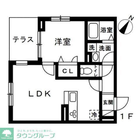 蕨市錦町4丁目 共同 南棟(1LDK/1階)の間取り写真