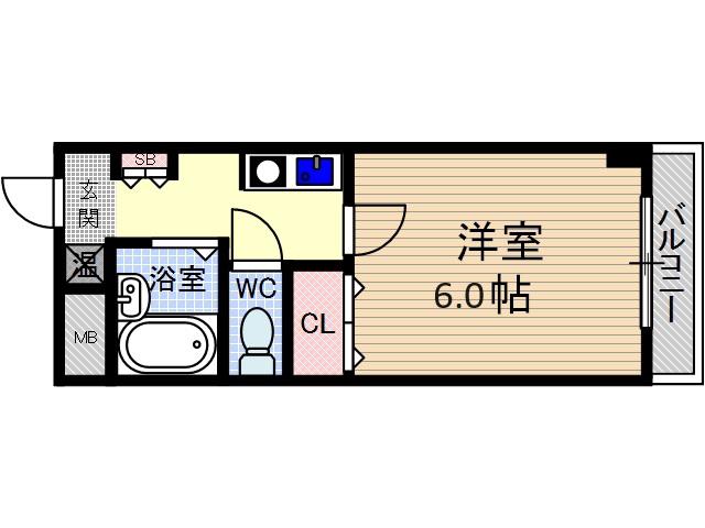 末広14番館(1K/2階)の間取り写真