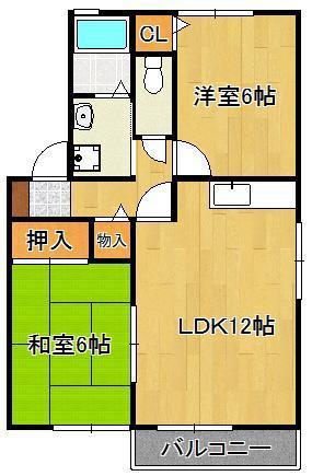 ヴァンベール大浦A棟(2LDK/1階)の間取り写真