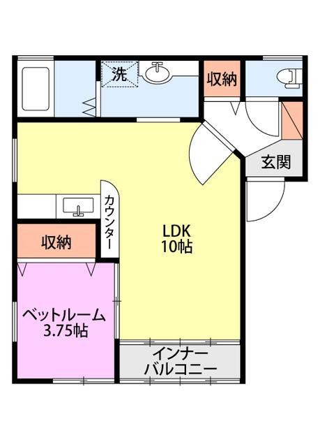 ラベンダーII(1LDK/2階)の間取り写真