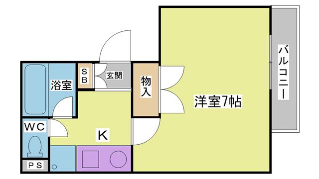 ノースコート(1K/2階)の間取り写真