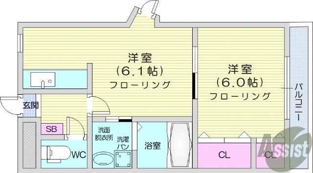 プレステージⅠ(2K/1階)の間取り写真