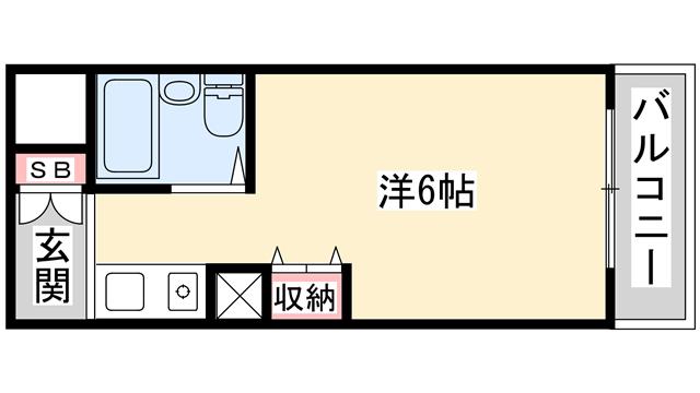 スカイコート姫路(ワンルーム/2階)の間取り写真