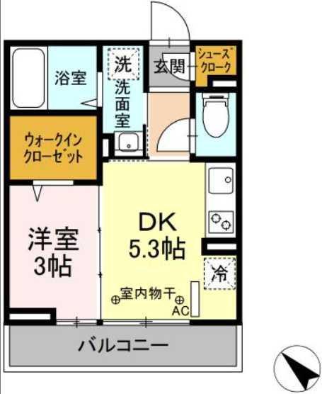グリシーナマスダヤ(1DK/3階)の間取り写真
