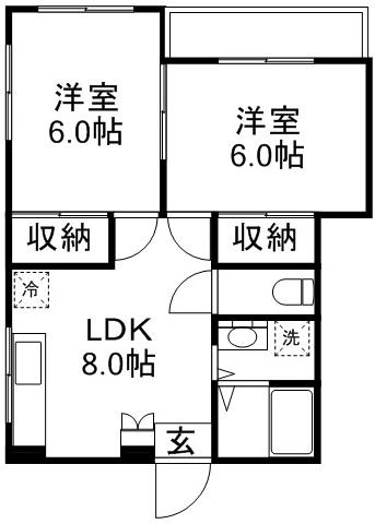 ウエスト スワンハイツ(2LDK/2階)の間取り写真