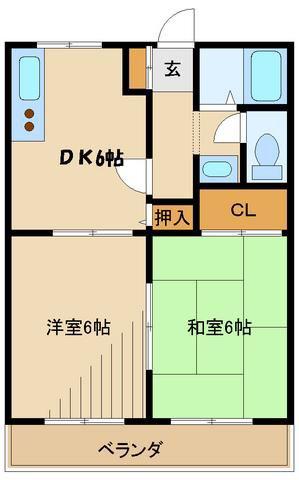 ディアコート大蔵(2DK/1階)の間取り写真