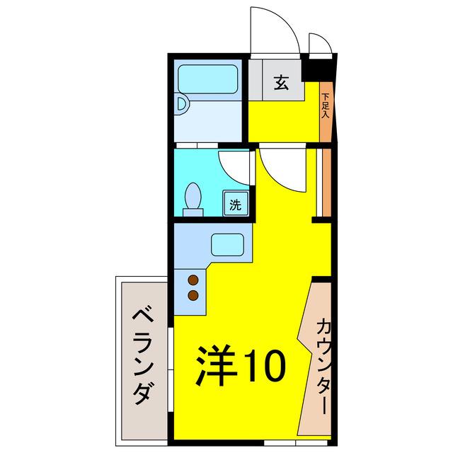 ハイツ橘(ワンルーム/2階)の間取り写真