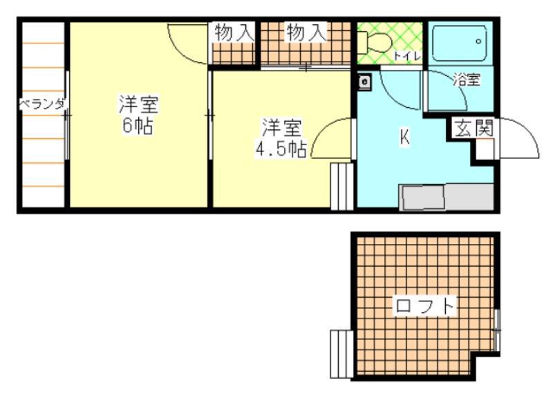 フロンティア沓掛(2K/2階)の間取り写真