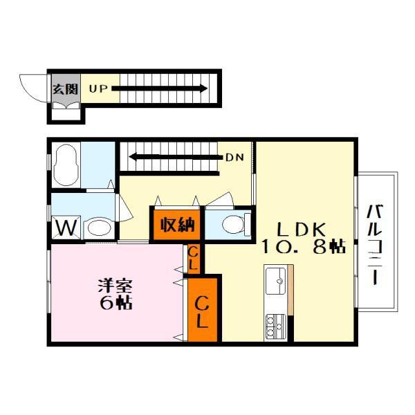 フラッツレディアンス(1LDK/2階)の間取り写真