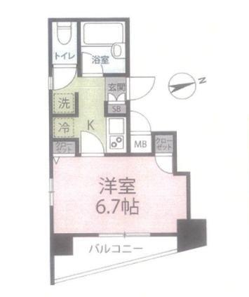 ヴェルト銀座イースト(1K/7階)の間取り写真