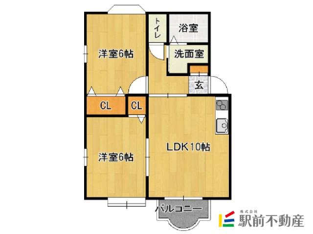 パステル平田台III(2LDK/2階)の間取り写真