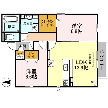 MANSION こまくさ(2LDK/1階)の間取り写真