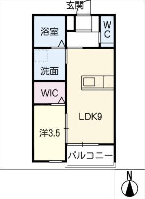 ロアソレイユN棟(1LDK/3階)の間取り写真