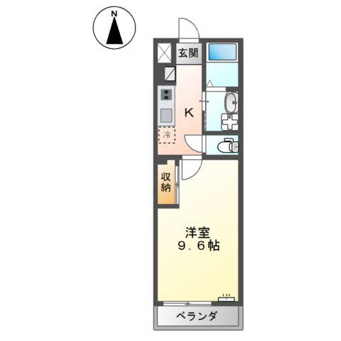 ディアコート中畝(1K/2階)の間取り写真