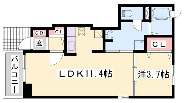 サンパティ―ク(1LDK/1階)の間取り写真