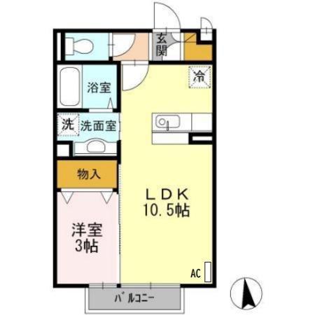 セジュールプルミエ B棟(1LDK/2階)の間取り写真