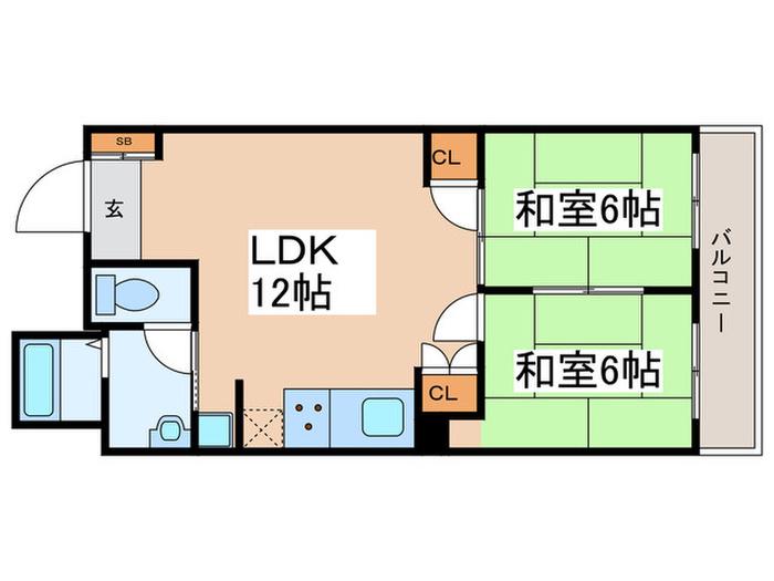 ファミリーマンションYOUKI(2LDK/4階)の間取り写真