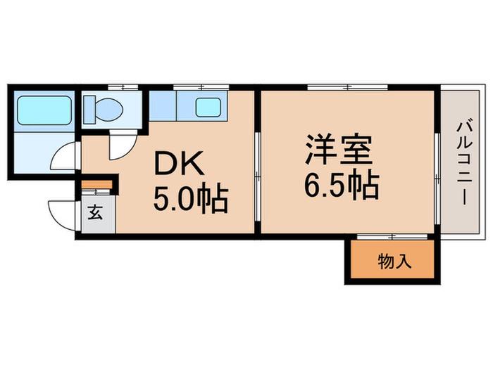 富士ビル(1DK/4階)の間取り写真