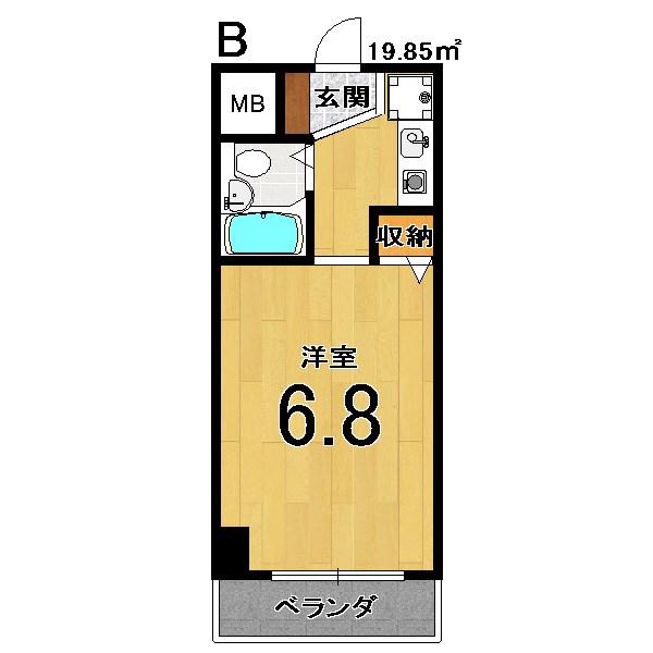 リシェス二条(1K/3階)の間取り写真