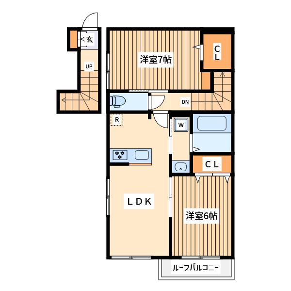 リネラ 1(2LDK/2階)の間取り写真