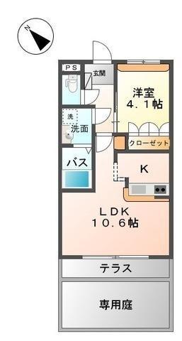 リバレイン(1LDK/1階)の間取り写真